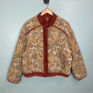 Free‎ People Great Escape Dolman Jacket Copper Yellow Paisley Floral Size Large